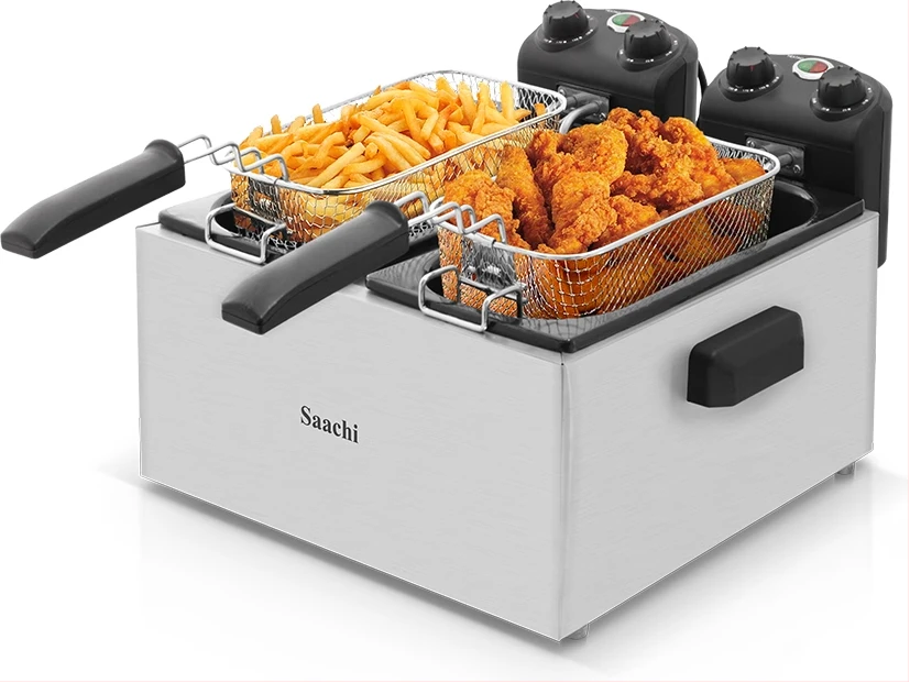 Saachi Double Deep Fryer NL-DF-4758 3L x 3L Stainless Steel - Silver