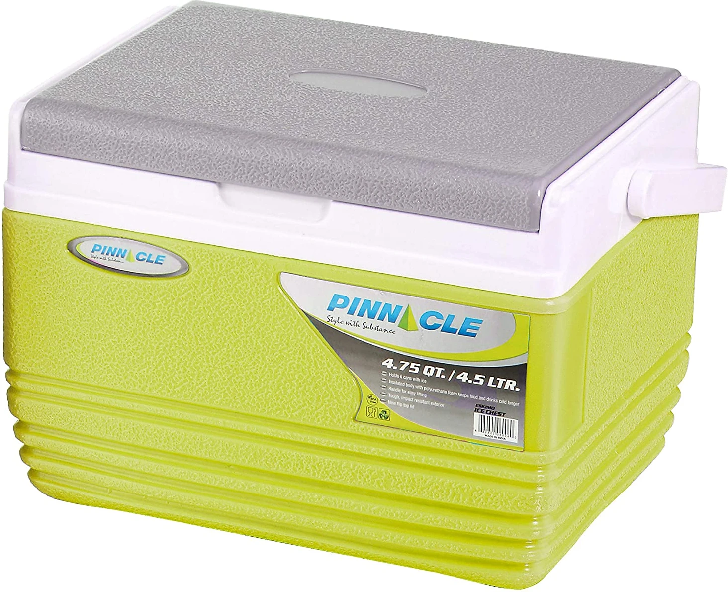 Pinnacle Ice Cooler Box with Soft Touch Handle Keeps Cold Upto 48 Hours (Eskimo Green 4.5L)