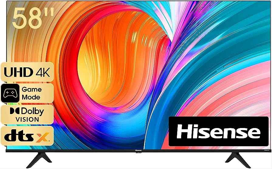 Hisense 58 inch 4K UHD Smart TV 58A6 – Frameless Vidaa Smart TV, Bluetooth, HDMI, USB, Netflix and Youtube, Inbuilt Free To Air Decoder - Black (3YRs WRTY)