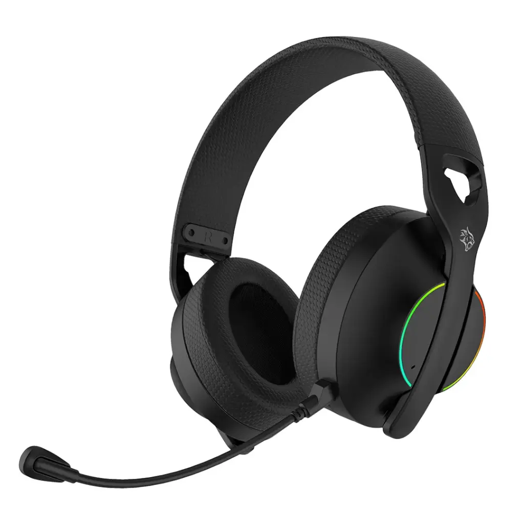 Porodo Triple-Mode Gaming Headphone 2.4G, Bluetooth Wired / Noise-Canceling Microphone / Adjustable Headband / Low-Latency - Black