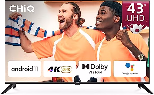 CHiQ 43-Inch Smart Google TV L43M10F, (2025 Model), Frameless Google Certified Android Smart TV With Bluetooth, Youtube, Netflix Chromecast Built In, Free To Air Decoder (Black) (3YRs WRTY)