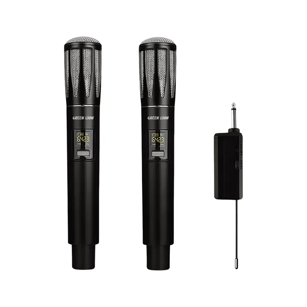 Green Lion Wireless Dual Mic Cordless Microphone - Black