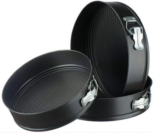 3 Pieces Of Round Baking Cake Mould Pans Trays- Black