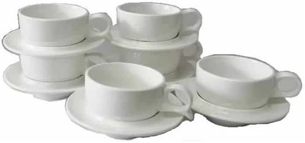 6 Pieces Of Cappuccino Latte Espresso Coffee Cups And 6 Saucers - White