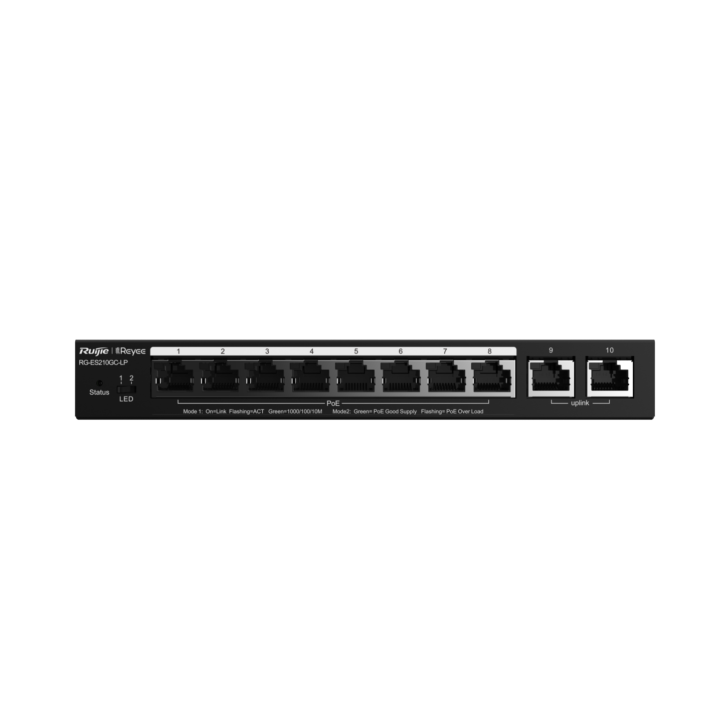 Ruijie Reyee RG-ES210GC-LP Cloud Managed Switch, 10-Port Gigabit, IP Camera Recognition, Unique Value for CCTV Network