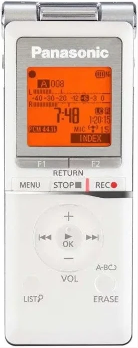 Panasonic Digital IC Recorder RRXS420 AAA Battery, 2GB Storage, Expandable Memory - White