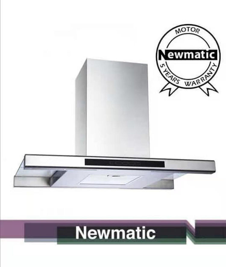 Newmatic 90cm Island Chimney Hood H92.9S, Touch Control Panel, Kitchen Extractor Fan - Silver.