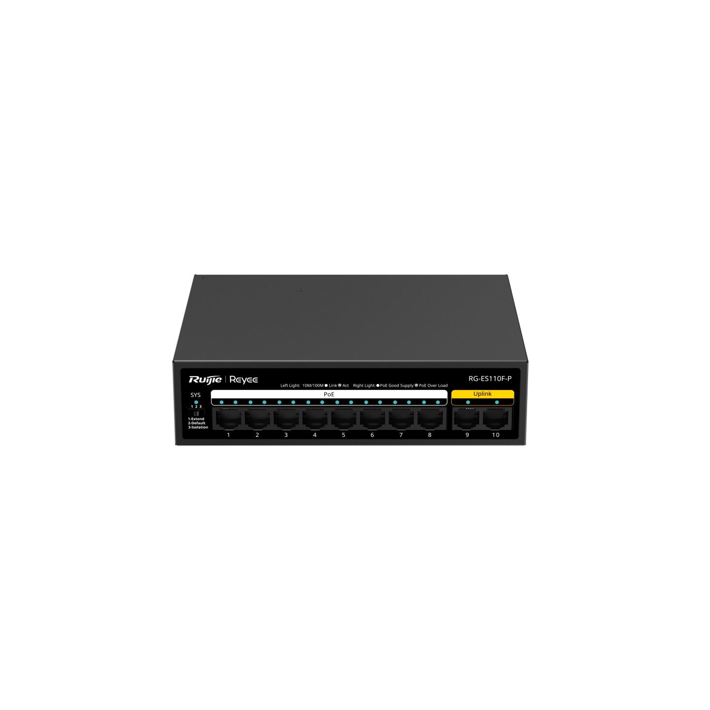 Ruijie RG-ES110F-P, 10-Port 10/100 Mbps Unmanaged PoE Switch