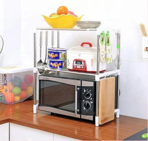 Microwave Stand Storage Organizer Rack - Silver