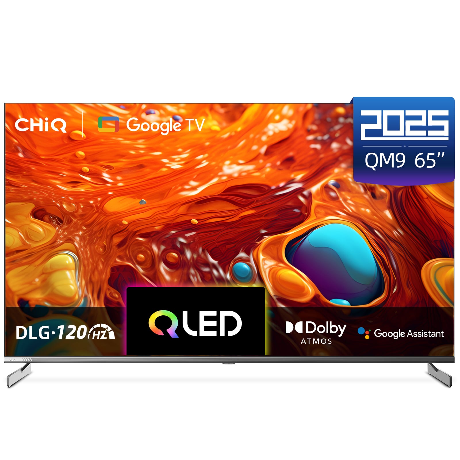 CHIQ 65 Inch QLED UHD 4K Smart Android Google TV, U65QM9S, (2025 Model) 120Hz Refresh Rate, 16GB Storage, Google Assistant, Youtube, Netflix, Chromecast Built In, HDMI, USB, Free To Air Decoder - Blac