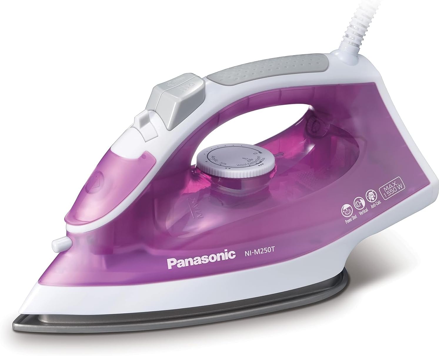 Panasonic Steam Iron, NI-M250TPTH, 1550W, Spray, Vertical 75g Power Shot - Purple
