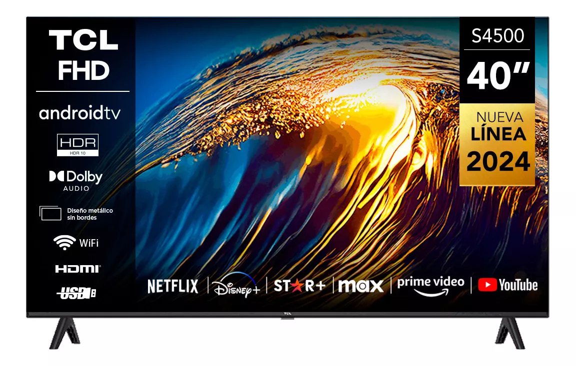 TCL 40-Inch Smart Android Full HD LED Digital TV, Bluetooth, Youtube, Netflix, Prime Video, Google Play, Chromecast Built-In, HDR10, With Inbuilt Free To Air Decoder, Satellite Tuner - Black (2YRs WRT