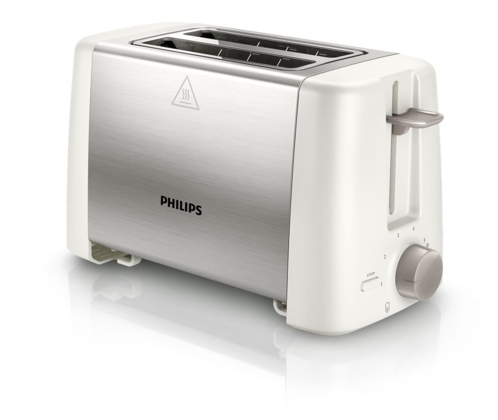 Philips 2-Slot Toaster HD4825/01, 800-Watt (White), Compact metal Design, Variable Toasting Options, Defrost And Toast bread Option, High-lift Feature, Easy Release Crumb Door, Cord Storage