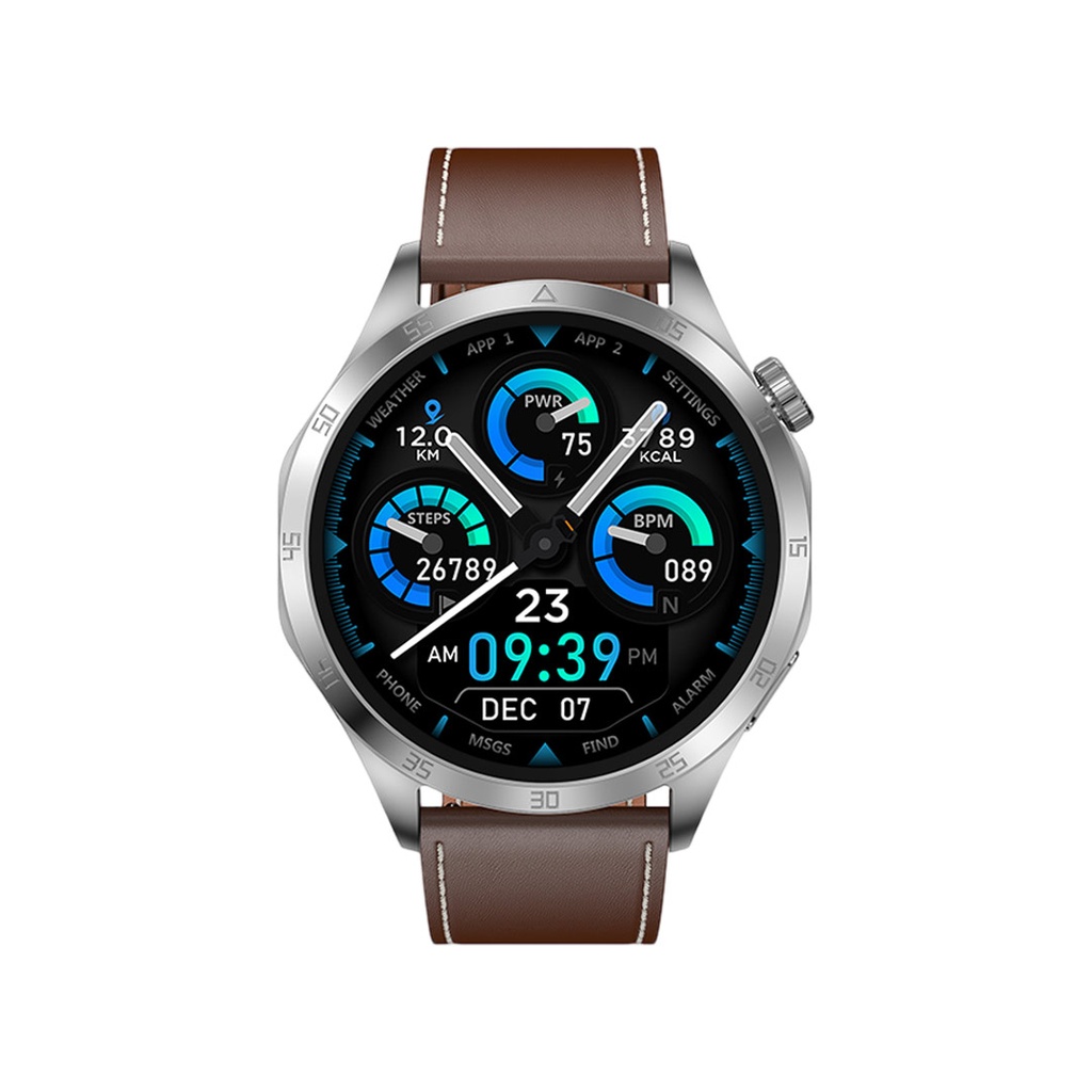 GREEN LION Optima Smart Watch, ChatGPT Function, AI WatchFace, Dynamic Island, Double Tap Function, NFC Access Control, Always On Screen, Wireless charger, 7 Days Standby - Brown