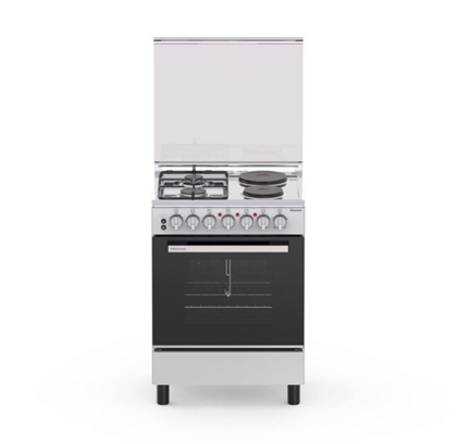 Hisense Cooker 3 Gas Burners, 1 Electric Plate 50x50cm HF531GEES, Electric Oven & Grill, Auto Ignition, FFD Safety Device - Silver