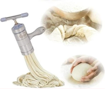 Kitchen Steel Noodle Maker Manual Spaghetti Pasta Press Machine- Silver