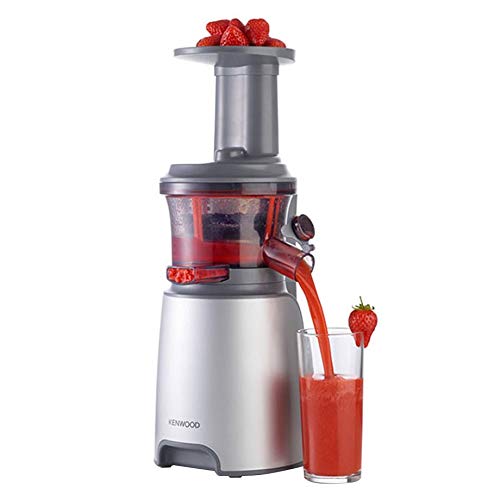 KENWOOD Slow Juicer Cold Press Juicer 150W Juice Extractor with Wide Feed Tube, Juice Jug, Pulp Container, Anti Drip, Extra Sieve, Cleaning Brush, Sorbet, Rinse Clean Function JMP601WH White/Grey