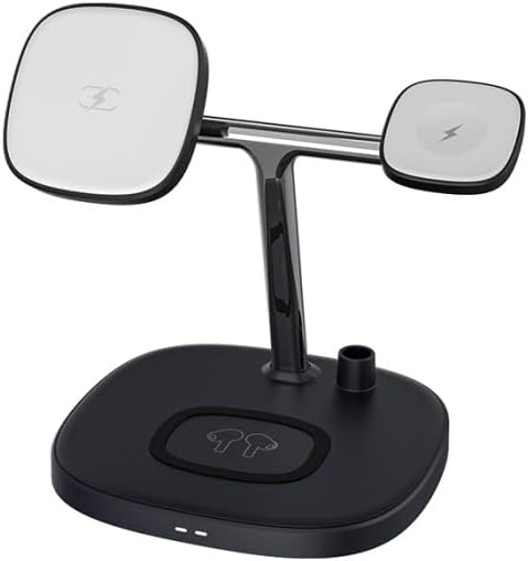 Yesido DS12 15W Mobile Phone Fast Charging 4 In 1 Dock Stand Station Qi Magnetic Wireless Charging Dock For iPhone 14/15 Series, iWatch, AirPods, Apple Pencil