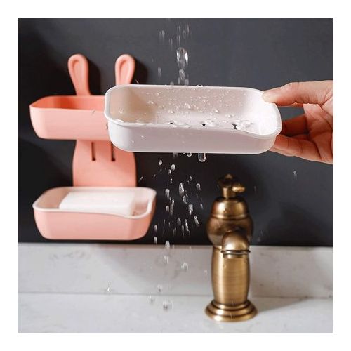 Double Layer Wall Mounted Soap Dish Box For Kitchen & Bathroom - Multi-colour
