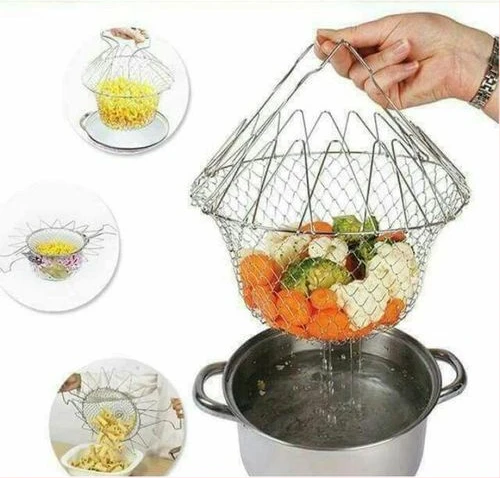Foldable Multi-Purpose Chef Basket - Silver