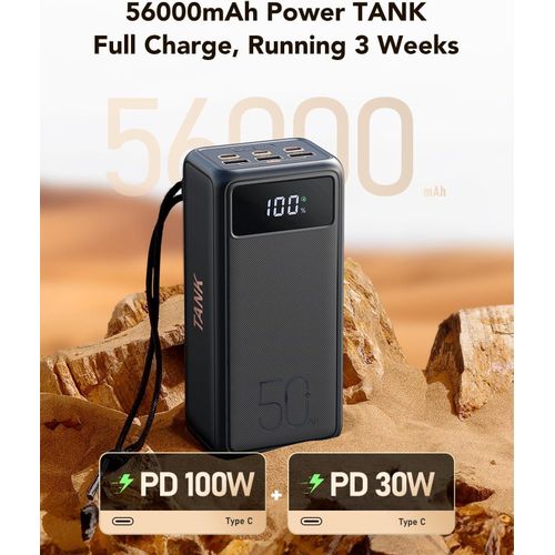 VEGER 50000mAh 130W Laptop Power Bank with High-Speed Power Delivery Equipped with LED Light 5 Outputs USB-C Portable Charger Compatible with MacBook iPhone Samsung Tablet Switch Steam Deck- Black