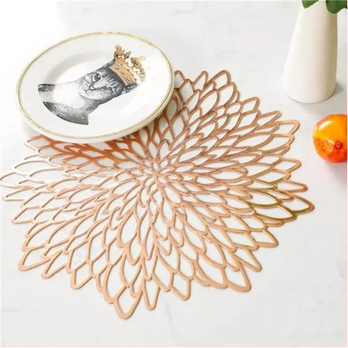 6PC Placemats Leaf Flower Place Mats Dining Hollowed Table Mats-Multi-colours.