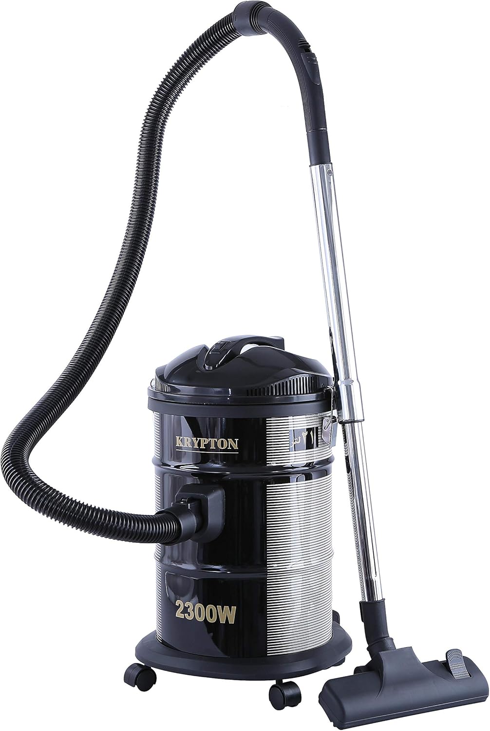 KRYPTON Drum Vacuum Cleaner with Dry & Blow Function/Large Dust Bag Capacity & Dust Bag full indicator, Wider & Flexible Hose 21 L 2300 W KNVC6107 Black