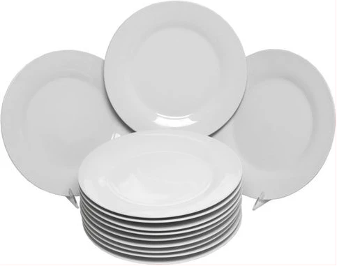 5 Inch 12-Piece Porcelain Cup Saucer Plates-White