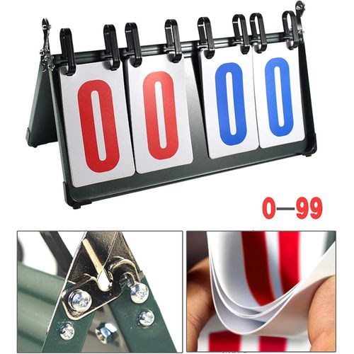 Tabletop Scoreboard Digital 4-digit Scoreboard Turn The Scoreboard Scorer Game Scoring Supplies for Indoor Outdoor Basketball (Color : Black, Size : 37x22.5cm)