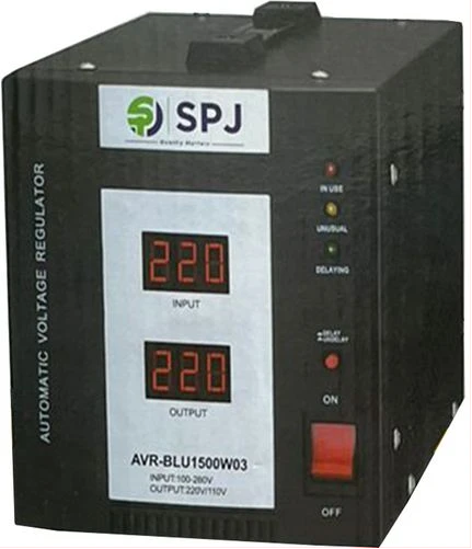 SPJ 1500W Automatic Voltage Regulator AVR-BLU1500W03 - Black