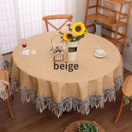 70 Inch Round Table Cloth Lace Tablecloth Wipeable Pastoral Waterproof and Oilproof No-wash Household Lace Pu Leather Table Cover Spillproof Wedding Party Dining Banquet Picnic Kitchen Cross-Border Le