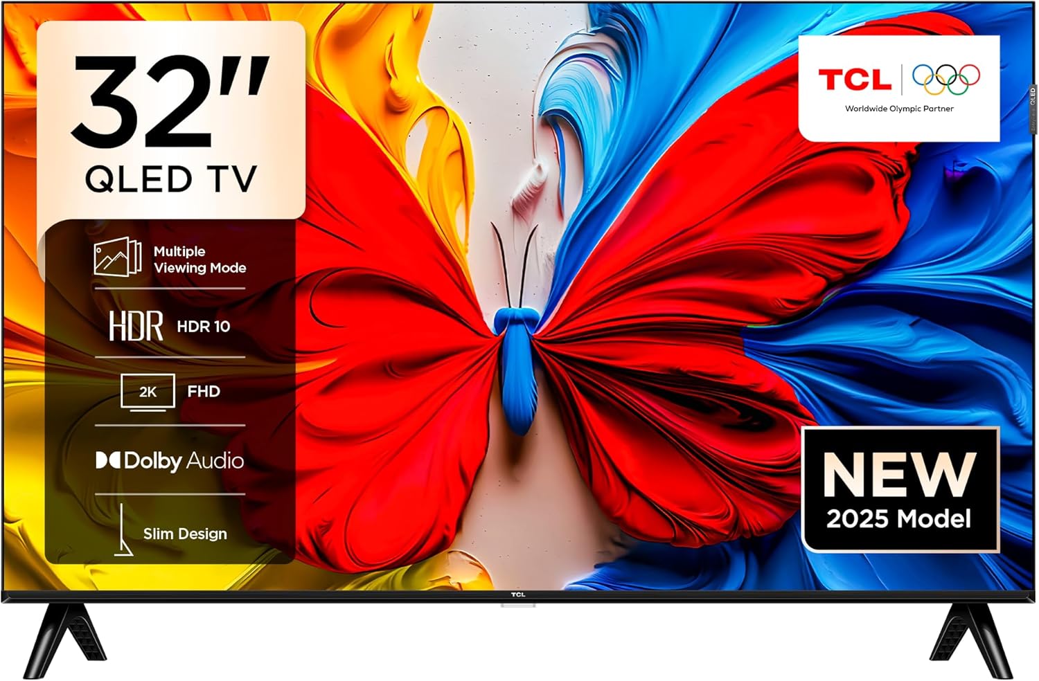TCL 32 Inch Smart TV QLED HDR 10 Google TV 32S5K, Full HD, Dolby Audio, Game Mode, Multiple Eye Care with Slim Design (2025 Model), Youtube, Netflix, Prime Video, Chromecast Built-in, Free To Air Deco