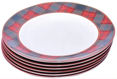 Checked Dinner Plates, 6PCS - White