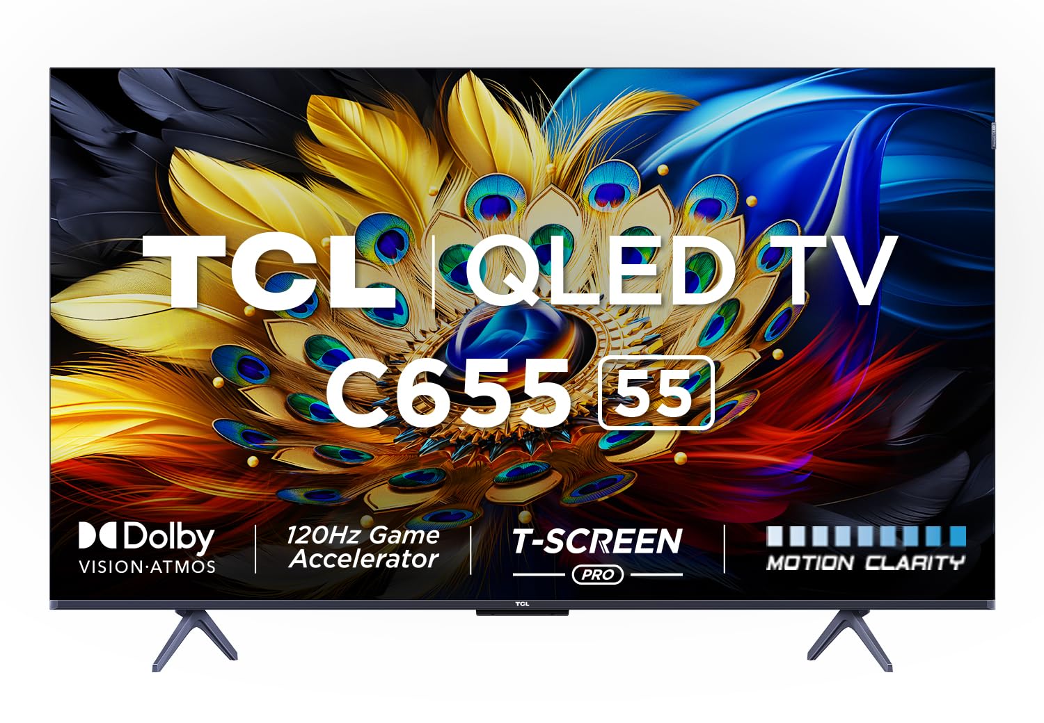 TCL 55 inches QLED PRO 4K Ultra HD Smart Google TV 55C655, HDR 10+, Dolby Vision Atmos, 120Hz VRR+120Hz DLG, ONKYO 2.1ch, Slim & Uni-body Design (2YRs WRTY)