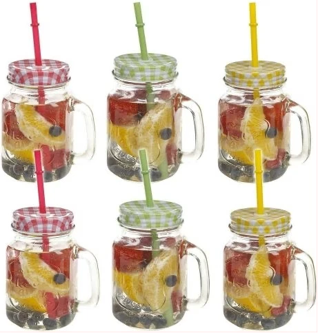 6 Pieces Of Juice Glass Mason Jars Cup Mugs- Colorless