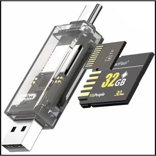 GD-DK006 Type-C & USB-A Output 4 in 1 OTG Memory Card Reader USB SD Card Reader for PC, Micro SD Card to USB Adapter, Transparent Housing Dual USB and USB-C Plug Micro USB & USB 2.0 – Supports SD/TF C