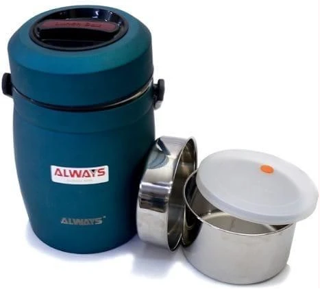 Always Vacuum Insulated Thermo Food Flask,Lunch Box, Warmer, 1.5Litre- Blue