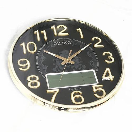 DILING Luxury Modern Wall Clock Round Shape 3D Digital Clock Dial Plastic Quiet Calendar Wall Clock With Date Day For Home Hall Bathroom Living Bedroom Kitchen