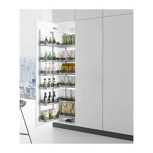 Newmatic 60cm Tall Pull Out Pantry BK7360, 6 Levels, Stainless Steel with a Primary Color Finish