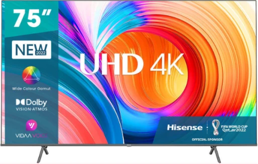 Hisense 75 - Inch 4K UHD Smart VIDAA TV 75A7, With Dolby Vision HDR, DTS Virtual X, Bluetooth and Wi-Fi - Black (3YRs WRTY)