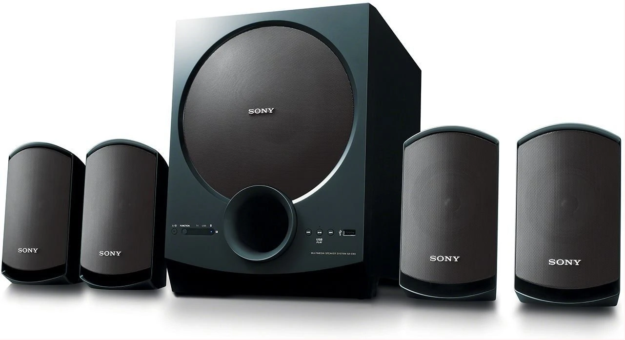 SONY 4.1ch Home Theatre Satellite Speakers SA-D40; 80W, USB, Audio In, Bluetooth, Remote Subwoofer  - Black
