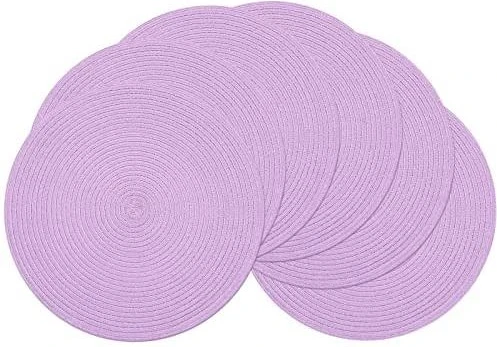 6 Round Decorative Placemats Table Mats- Purple