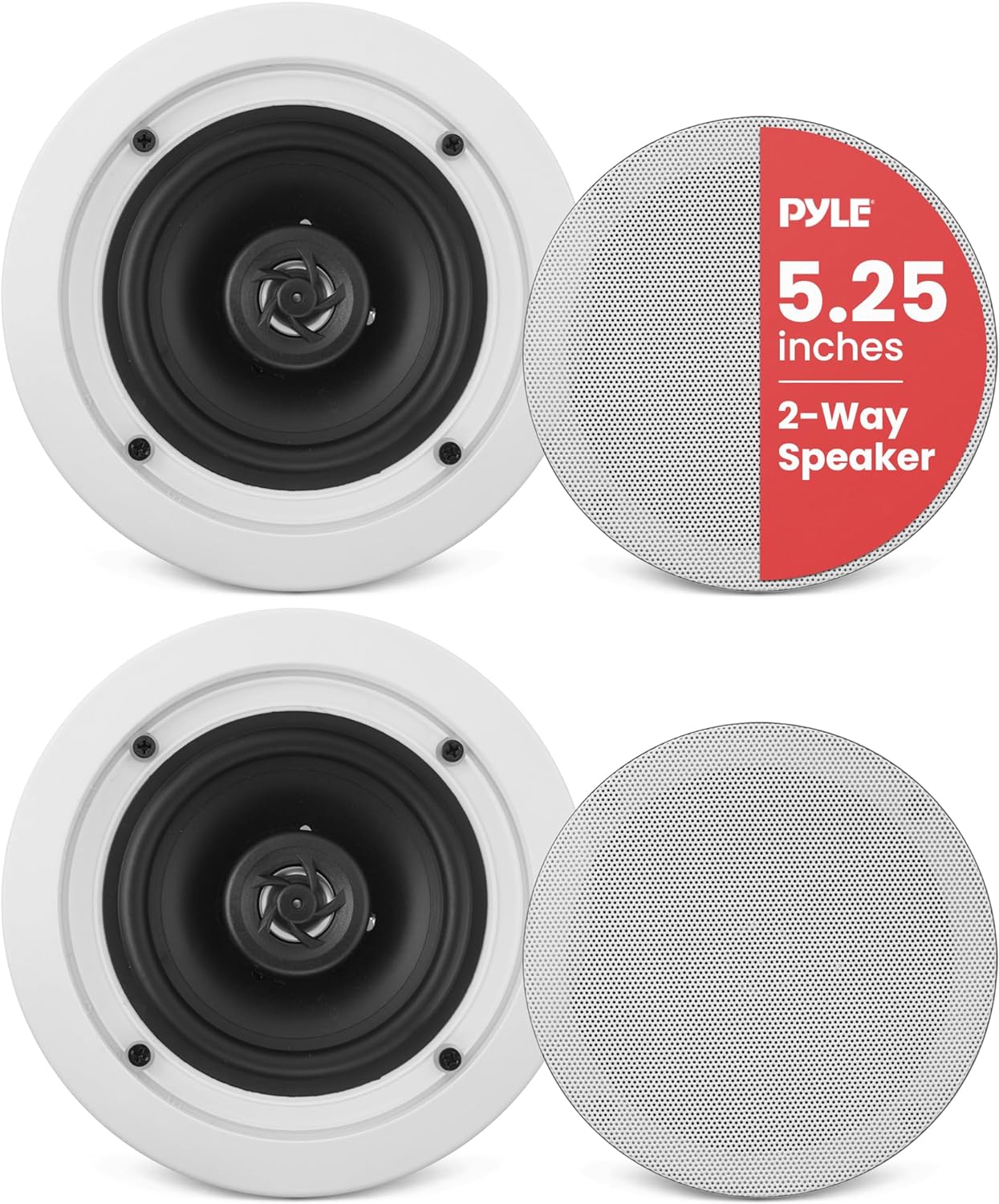 Pyle 5.25” Ceiling/Wall Mount Speakers – (Pair)-Way bass Woofer – 150W