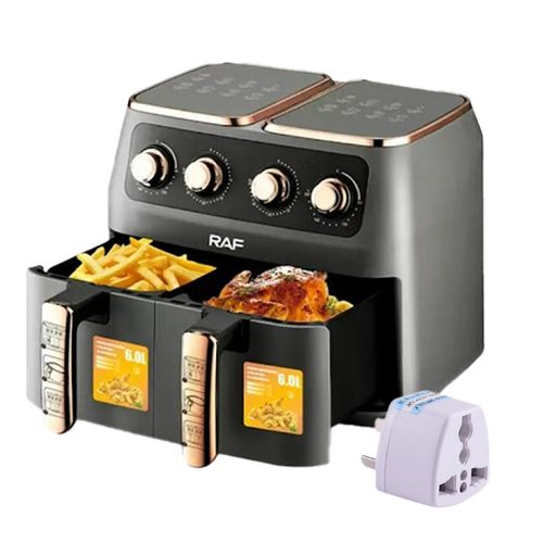 RAF 12L Air Fryer With 2 Independent Baskets - Inox