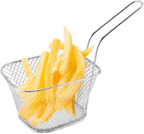 Square Mesh Frying Basket French Fry Chips Net Strainer Oil Filter, Silver