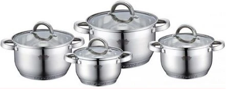 4 Piece Stainless Steel Saucepans/Cookware Pots, Silver