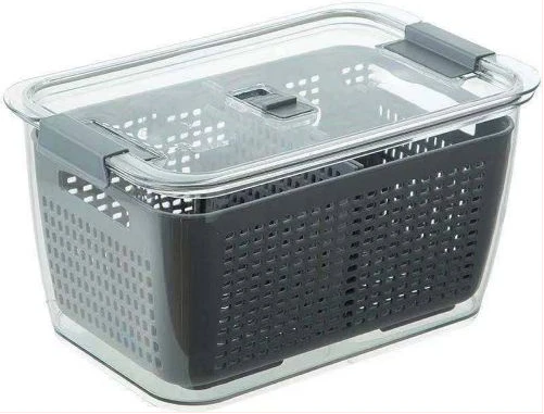2.72L Refrigerator Organizer Bin Storage Container For Fruits Vegetables, Grey