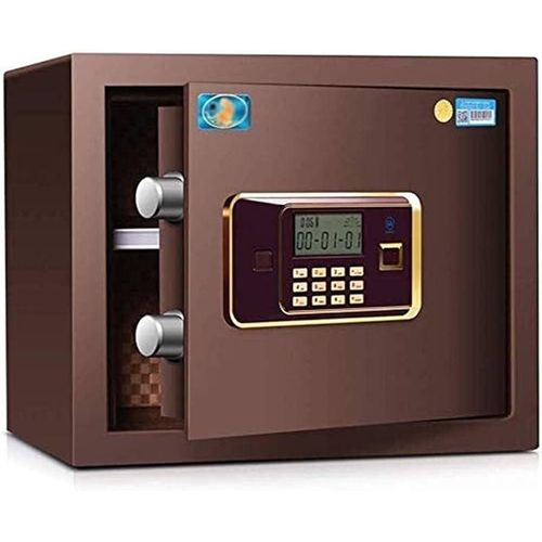 Electronic Steel Fireproof Lock Box Digital Security Safe Box for Home Fashion With Keypad To Protect Money,Jewelry,Passports for Home,Business or Travel-Brown