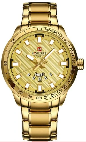 Naviforce Men's Stainless Steel Wrist Watch - Gold
