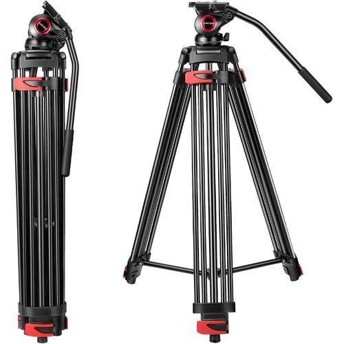 Video Tripod, Professional Heavy Duty Aluminum Tripod System, 360 Degree K3 Fluid Head with Carry Bag, DSLR Camcorder Camera,Video Camcorders, Max Loading 33LB